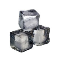 Close-Up of Three Clear Ice Cubes with Water Droplets cut out on transparent background png