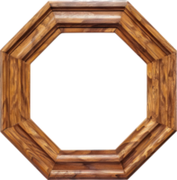 Classic wooden octagonal picture frame isolated png