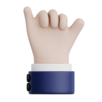 3D Rendered Hand Gesture Call Signing. Transparent Background png