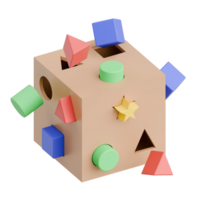 3D Render Kid Toy Shape Sorting for Creative Play. Transparent Background png
