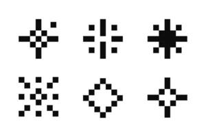 Pixel star retro 8 bit sparkle set. Shiny game pixel art effect set. Firework burst, space decoration. 90s aesthetics, y2k vector