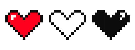 Pixel heart 8 bit y2k retro game illustration. Heart gamer health sign. Pixel graphic. Mood of 90 s aesthetics. vector