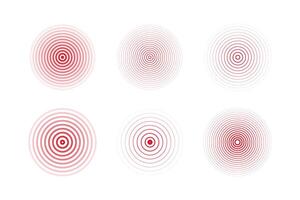 Concentric ripple circles set. Seismic Earthquake alert radar. Radial signal, sonar wave, soundwave rings. touch effect or pulse vector
