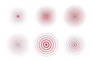 Concentric ripple circles set. Seismic Earthquake alert radar. Radial signal, sonar wave, soundwave rings. touch effect or pulse vector
