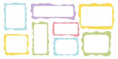 Set rectangle and square paper quote frames, quote text box, empty form with wavy edge. Dilog or title border. Hand drawn speech bubble. vector