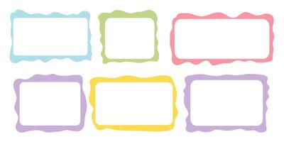 Set rectangle and square paper quote frames, quote text box, empty form with wavy edge. Dilog or title border. Hand drawn speech bubble. vector