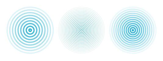Concentric ripple circles set. Seismic Earthquake alert radar. Radial signal, sonar wave, soundwave rings. touch effect or pulse vector