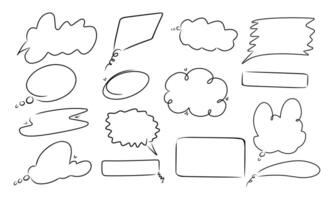 Doodle bubbles set. Bubble speech for comic text or text conversation, doodle lineart. vector