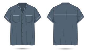 Short sleeve formal button down shirt mockup front and back view vector