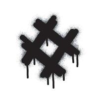 Spray Painted Graffiti hashtag icon Sprayed isolated with a white background. graffiti hash tag with over spray in black over white. vector