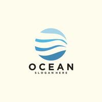 Ocean wave logo template ocean simple and modern logo design vector