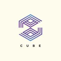 Cube logo design icon idea with creative technology concept vector