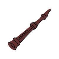 Wooden brown pipe in a flat style. Brass folk musical instrument for solo use, orchestra. An isolated natural tool with a contour. Flat illustration highlighted on a white background vector