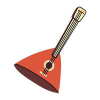 Balalaika is wooden brown in a flat style. A folk stringed plucked musical instrument with a triangular shape. Musical instrument. Flat illustration highlighted on a white background vector