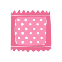 Colored flat packed patch. Band-aid, transdermal patch, nicotine patch, contraceptive patch, body patch, medical. Pink packaging with an adhesive texture on a white background. Private vector