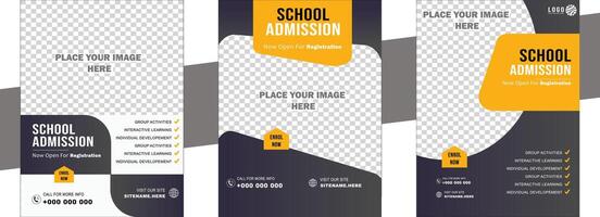 High-Quality School Admission Flyer Template with Customizable Layout Editable Text and Engaging Graphics for Effective Student Recruitment and School Promotion vector