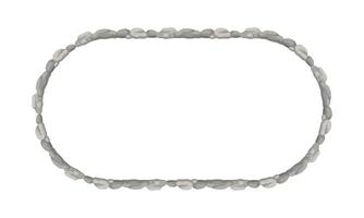 Oval Stone Frame, Circle Rocks Border. Empty Cartoon Frame Made Of Small Stones. vector