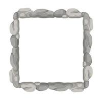 Square Stone Frame, Rocks Border. Empty Cartoon Frame Made Of Small Stones. vector