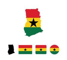 Ghana flag. Set of Ghana Flags Collection. vector