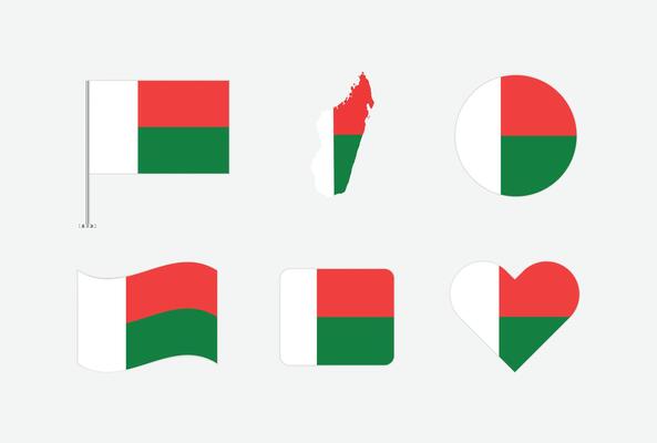 Madagascar flag. Set of Madagascar Flags Collection.