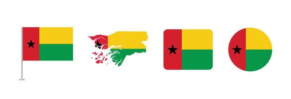 Guinea Bissau flag. Set of Guinea Bissau Flags Collection. vector