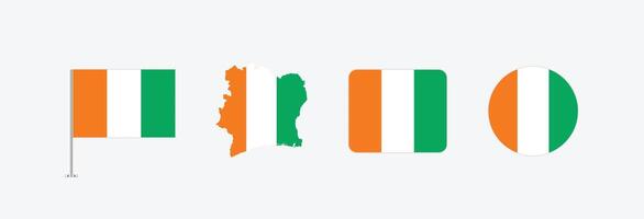 Ivory Coast flag. Set of Ivory Coast Flags Collection. vector