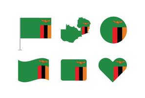 Zambia flag. Set of Zambia Flags Collection. vector