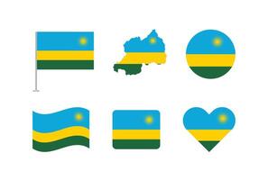 Rwanda flag. Set of Rwanda Flags Collection. vector