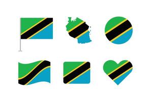 Tanzania flag. Set of Tanzania Flags Collection. vector