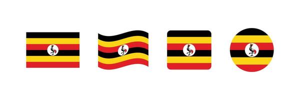 Uganda flag. Set of Uganda Flags Collection. vector