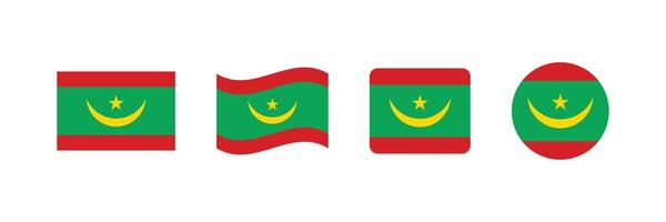 Mauritania flag. Set of Mauritania Flags Collection. vector