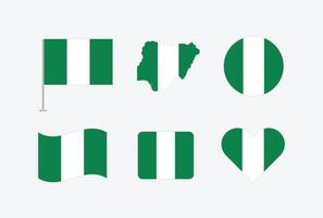 Nigeria flag. Set of Nigeria Flags Collection. vector