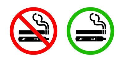 No smoking no vaping and smoking area sign set. vector
