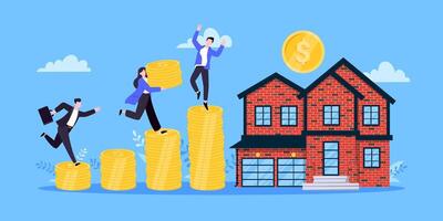Mortgage refinance to buy a house flat style design business concept. vector