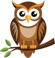 The Owl Bird with Tree Branch vector