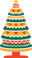 A festive Christmas tree in format, adorned with colorful ornaments and twinkling lights, perfect for adding a joyful and seasonal touch to any digital holiday project. png