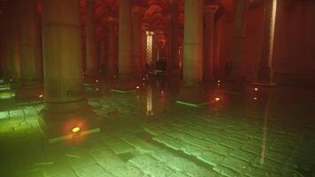 Istanbul, Turkey - December 13, 2023 - Basilica Cistern Yerebatan Sarnici Huge underground Roman water source held up with marble columns video