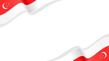 wavy singapore flag background with copy space for text. singapore national day vector