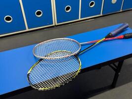 badminton racket in the locker room photo
