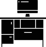 Computer table solid glyph illustration vector