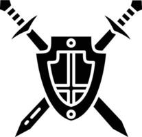 Knight Shield and Sword solid glyph illustration vector