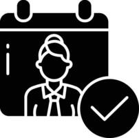 Date woman solid glyph illustration vector
