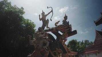 Vientiane, Laos - November 14, 2023 - Ganesh and Arjuna Statue in Wat That Luang Tai, Temple in Pha That Luang video