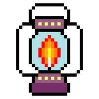Kerosene lamp in pixel art style vector