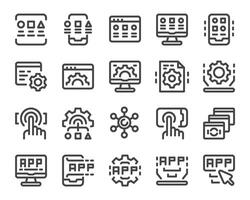 application line icon set vector
