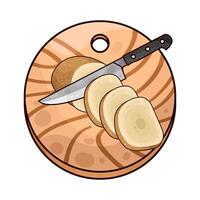 Illustration of potato slices on a cutting board vector