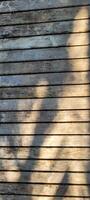 old slatted wood background with shadows photo