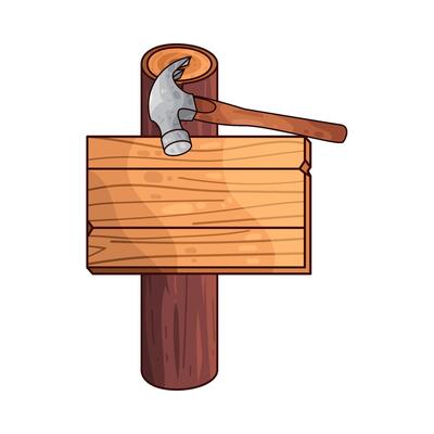Illustration of wooden signboard