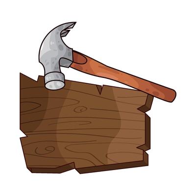 Illustration of wood and hammer