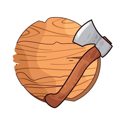 Illustration of wood and axe